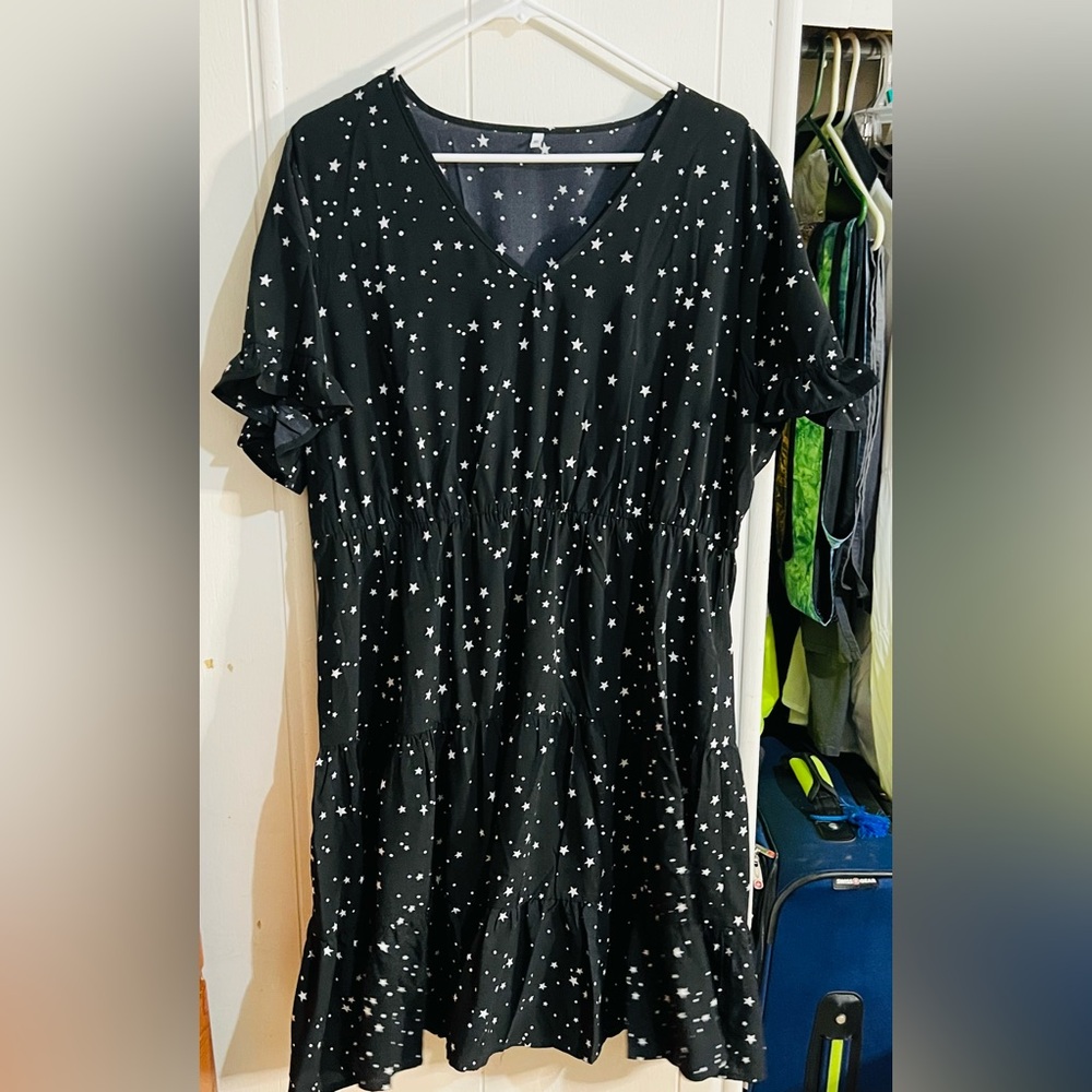 Black with White Stars Ritera Dress